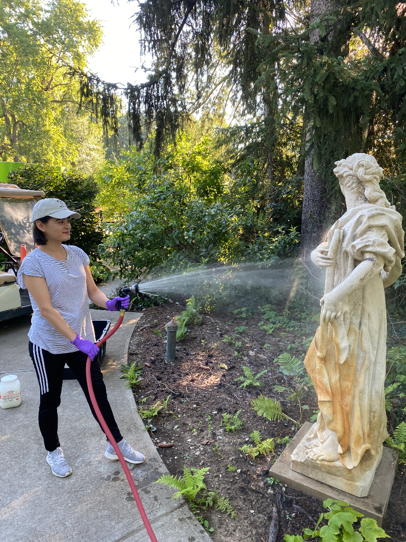 “Spa treatment” for a sculpture in The Garden  